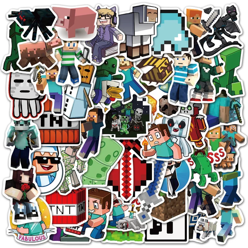 50 Uds Minecraft juego Original pegatinas maleta Ordenador de monopatín pegatinas de grafiti impermeable No repetición
