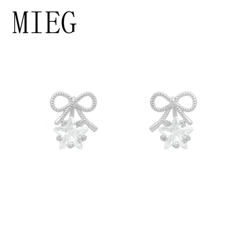 

MIEG Sparkling AAA Cubic Zirconia CZ Crystal Star and Bow Earrings for Women or Wedding