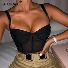 Articat спагетти ремень сексуальный укороченный топ женские бюстье лето без рукавов с открытой спиной Короткие укороченные топы камзол кэжуал уличная