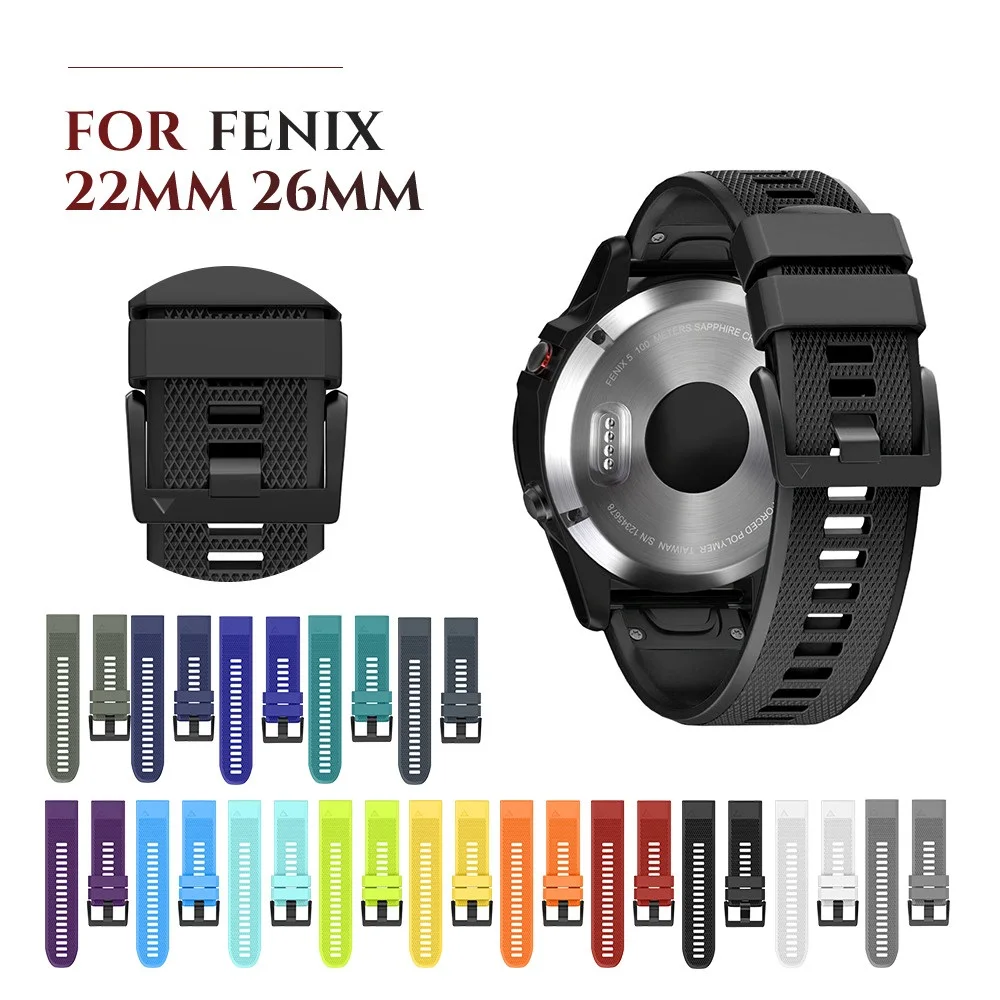 26 м 22 мм ремешок для часов Fenix 6x pro 5 5X силиконовые ремешки браслет 6X 3 3HR|silicone