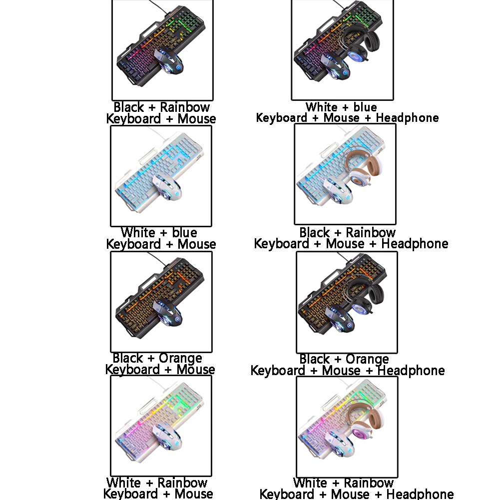 Игровая механическая клавиатура и мышь, гарнитура, наушники, комплект из трех предметов, настольный ПК, игра, 2400 dpi, макро мышь, USB Проводная