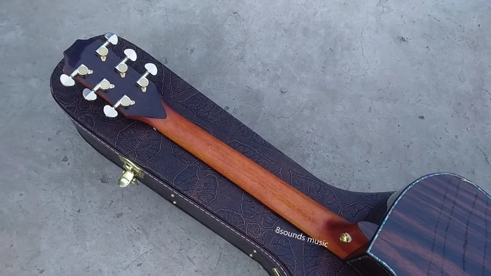На заказ Акустическая гитара solid cedar top SP14 Акустическая гитара, настоящий abalone Ebony cutaway sanders гитара