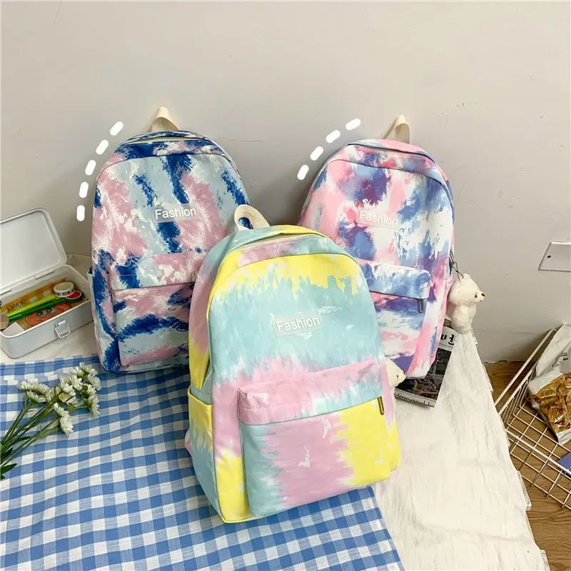 

Fashion Colorful Pattern School Shoulder Bag For Teenager Girls Casual Oxford Cloth Zipper Bagpack Outdoor Travel Women Backpack