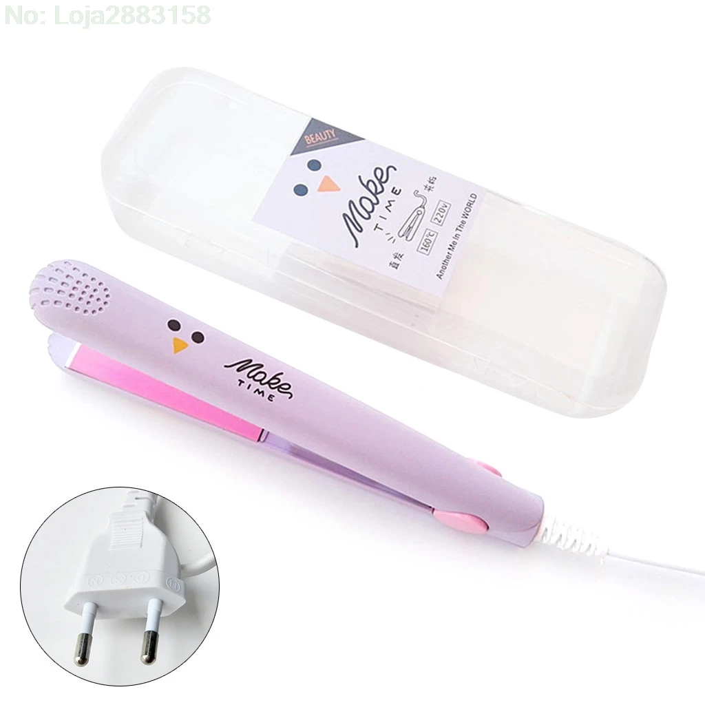 Electronic Hair Straightener Curler Mini Ceramic Iron Flat Straightening Styling Tools 220V Home Travel - Цвет: Фиолетовый