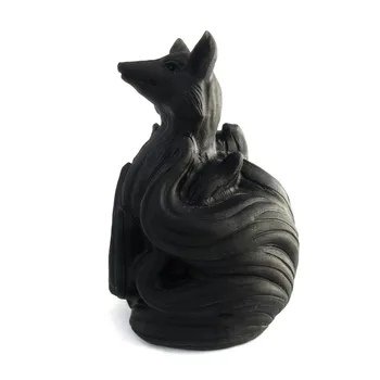 

Natural Obsidian Nine Tailed Fox Quartz Reiki Healing Crystal Hand Carved Energy Stone For Home Decor Gifts Art Collectible WW