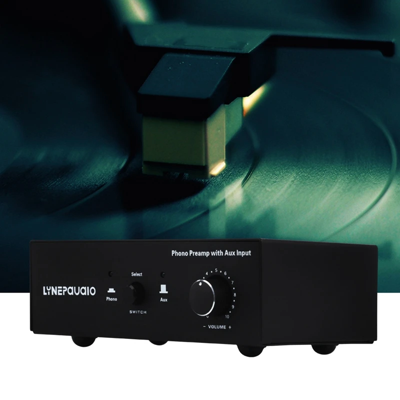 ABKT-LYNEPAUAIO Phono Preamp вращающийся проигрыватель дисков, Электрический граммофон долгоиграющий мм звукосниматель, с Aux/Cd/Dvd линейный вход и Vol