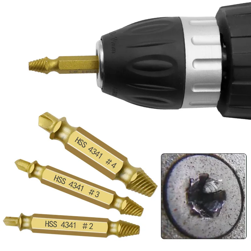 HSS 4341 Material Damaged Screw Extractor Drill Bits Guide Set Broken Speed Out Easy out Bolt Stud Stripped Screw Remover Tool
