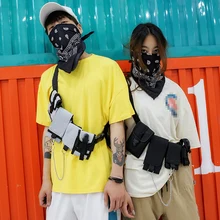 Хип-хоп нагрудная Сумка мужская черная мода уличная нагрудная сумка для путешествий поясная сумка