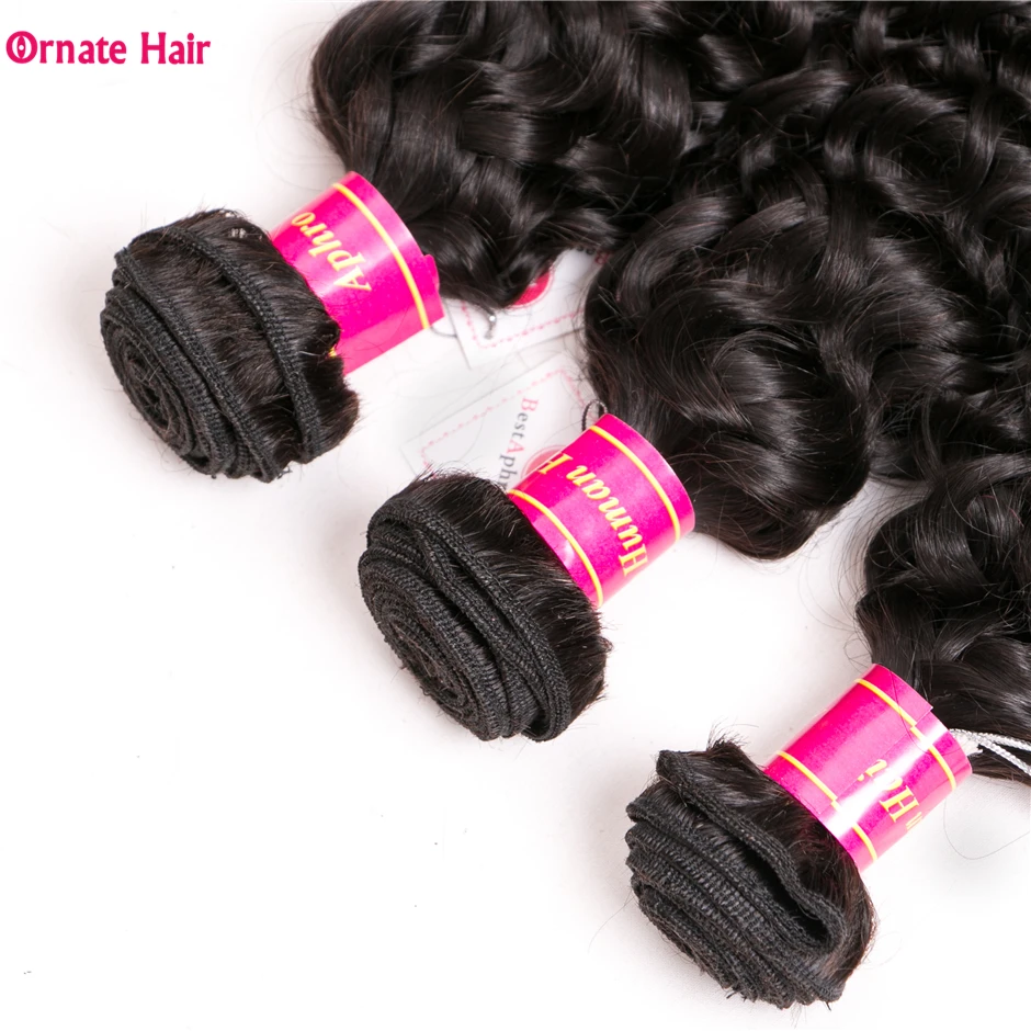 Peruvian Hair Bundles With Closure Water Wave Bundles With Closure Non-Remy Human Hair Bundles With Closure Middle Ratio
