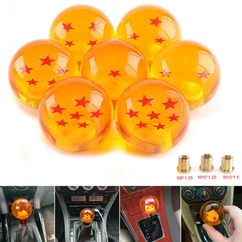 

54mm Universal Gear Shift Knob Dragon Ball Amber Dragon Car Shift Knobs 7 STARS Orange 12x1.25 with Adapter