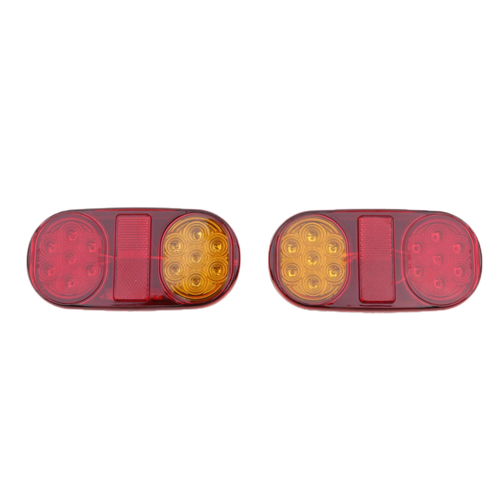 2X 6.5'' LED Waterproof Oval Red Trailer Lights Rear Stop Turn Signal Parking Tail Brake Lights for Boat Trailer Truck