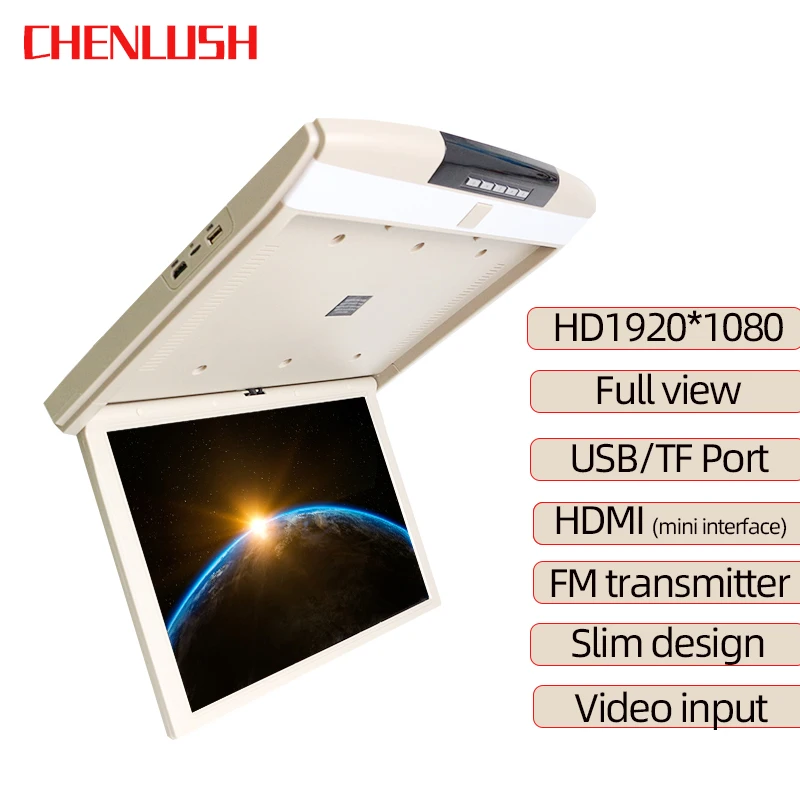 New 1080P 15/17 Inch Car Monitor HD LCD Screens MP5 Automotivo Video Playes Filp Down Ceiling TV Roof Mount Display FM IR HDMI | Автомобили