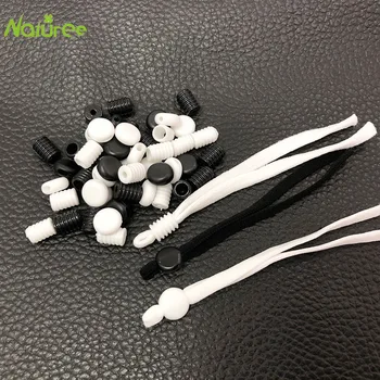 

100pcs Black White Soft Plastic Silicone Round Elastic Adjustment Buckle for Mask Elastic Adjustment Accessories