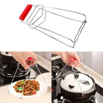 

Stainless Steel Folding Hot Plate Dish Clip Pots Holder Tongs Kitchen Accessories Spoon Pot Clip Dropship