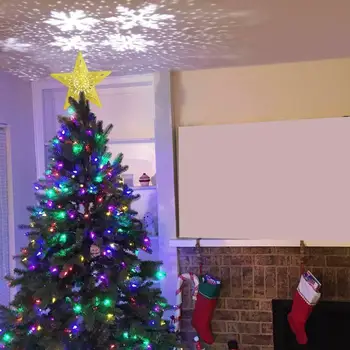 

Snowflake Projection Lamp Unique Lit Christmas Tree Decorations Snowflake LED Star Lamp Topper Light Projection Gold Top Pa I3R8