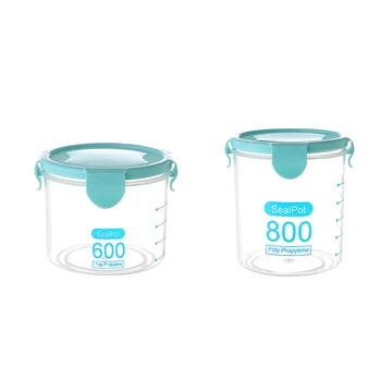 

Promotion! 2 Pcs Kitchen Food Container Seal Pot Tea Coffee Candy Storage Tank Plastic Cereals Snacks Box Cookie Canister Jars f