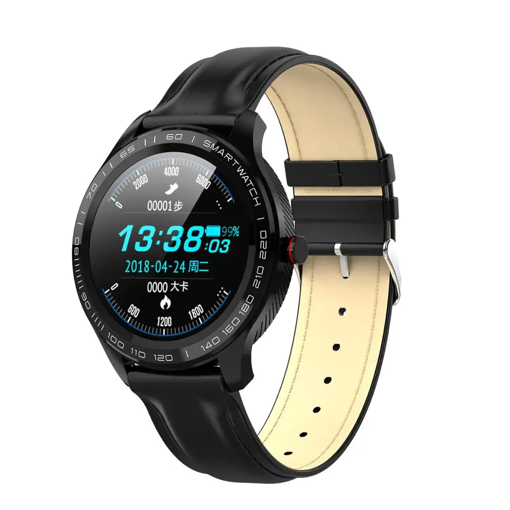 HETNGSYOU L9 Android умные часы мужские ЭКГ монитор сердечного ритма кровяного давления 1,3 дюймов полный экран сенсорный IP68 Водонепроницаемые умные часы - Цвет: black leaher