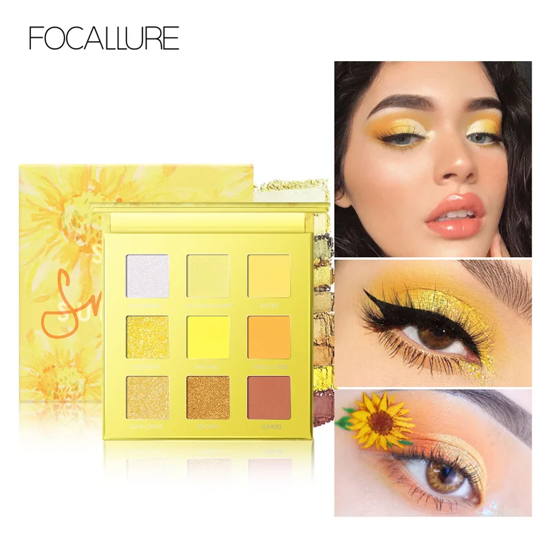 

FOCALLURE Glitter Eye-shadow Makeup Palette Waterproof 9 Colors Shimmer Cosmetics Lasting-Effect Eye Shadow