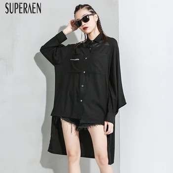 

SuperAen Europe Fashion Women Shirts 2020 Spring New Wild Cotton Ladies Blouses and Tops Printed Pluz Size Women Clothing