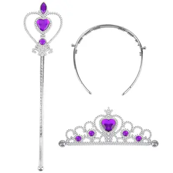 

Clearance Brand New Halloween Kid Girl Cartoon characters Snow Ice Queen Princess Hair Comb Crown Magic Fairy Wand Cosplay Tools