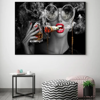 

Modern Abstract Canvas Painting Creative Art Burning Money Smoking Clouds Wall Art Pictures Cuadros for Living Room Home Decor