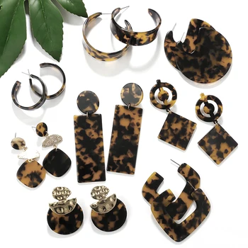 

AENSOA Simple Design Acrylic Resin Leopard Drop Earrings For Women Minimalist Geometric Leopard Dangle Earring 2020 Jewelry Gift
