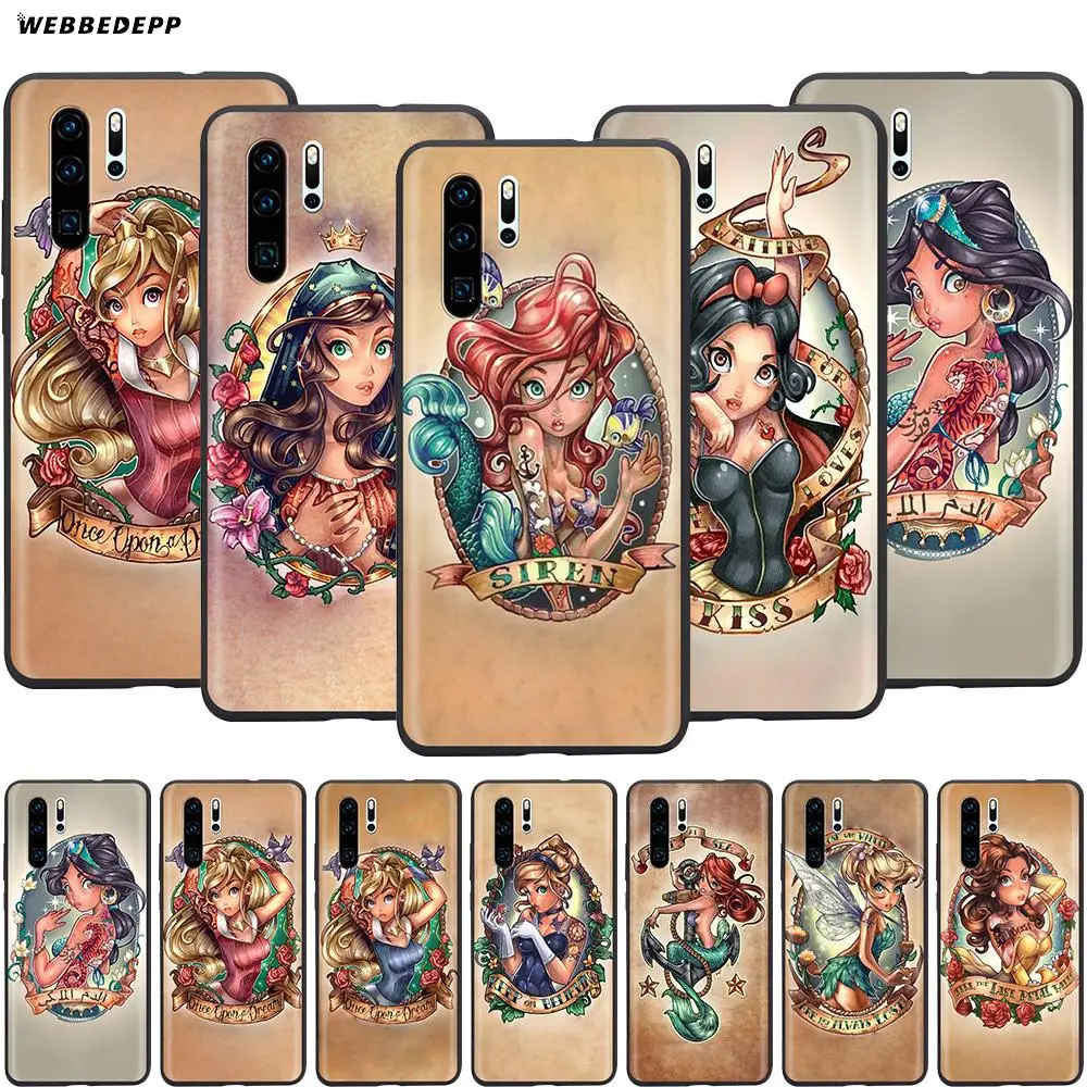 

Webbedepp Princess Cartoon Art Case for Huawei P8 P9 P10 P20 P30 Lite Pro P Smart Z 2019 2019 Mini