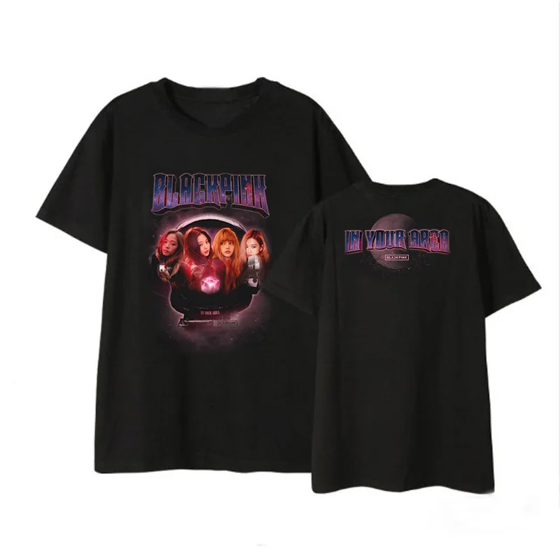 

Kpop Blackpink black T Shirt Women Summer Casual Short Sleeve tshirt 2019 Korean Hip Hop O-Neck tee Shirt Harajuku female tops