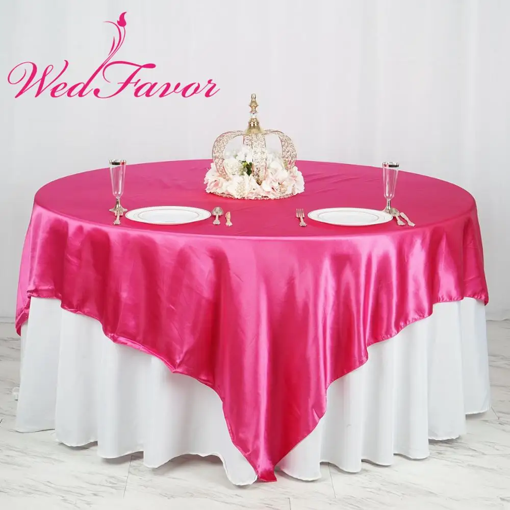 WedFavor, 1 шт., квадратная атласная накладка на стол, атласная, для банкета, скатерти для свадебного стола, для домашнего торжества, вечерние, для украшения отеля - Цвет: Fuchsia