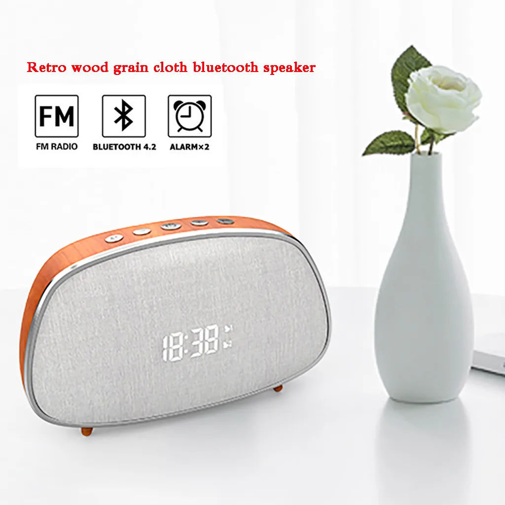1 xретро деревянный Bluetooth динамик Bluetooth V5.0 FM радио Будильник wless Bluetooth динамик цифровой будильник с микрофоном