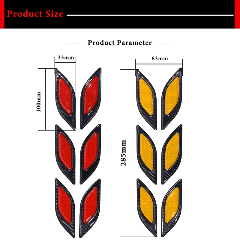 6 шт./компл. автомобиля грузовика бампер Стикеры со светоотражающими элементами анти-столкновения для безопасности в ночное время, Предупреждение отражатель ленты декоративные Стикеры s Наклейка