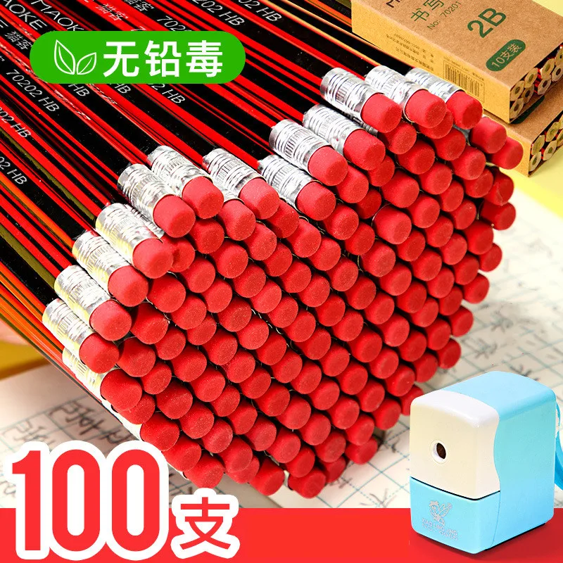 Wooden Pencil 20 / 10pcs / lot HB pencil with eraser children's drawing school writing stationery