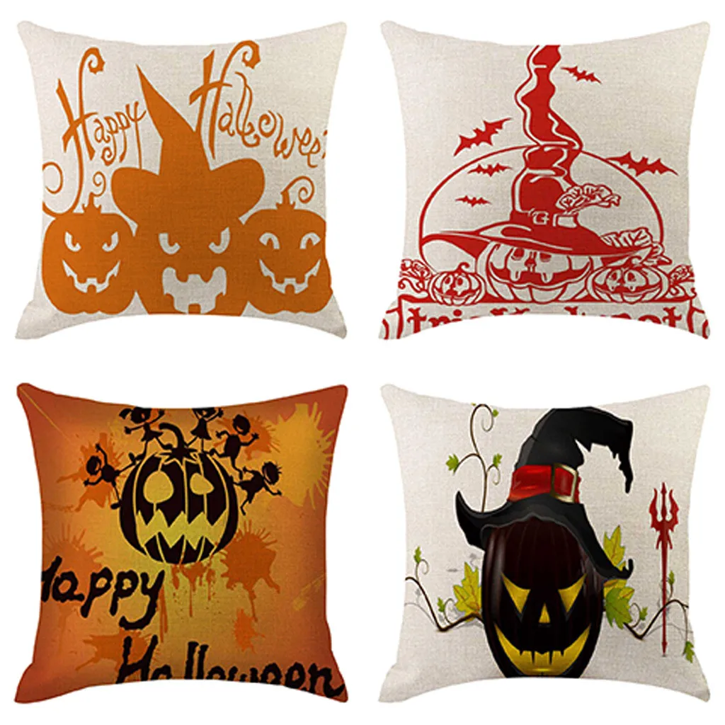 Pillow cover set 4PCS Halloween Pumpkin print Pillow Cover Pillowcases Decorative Sofa Pillow Cushion Cover Pillow cover 45x45cm