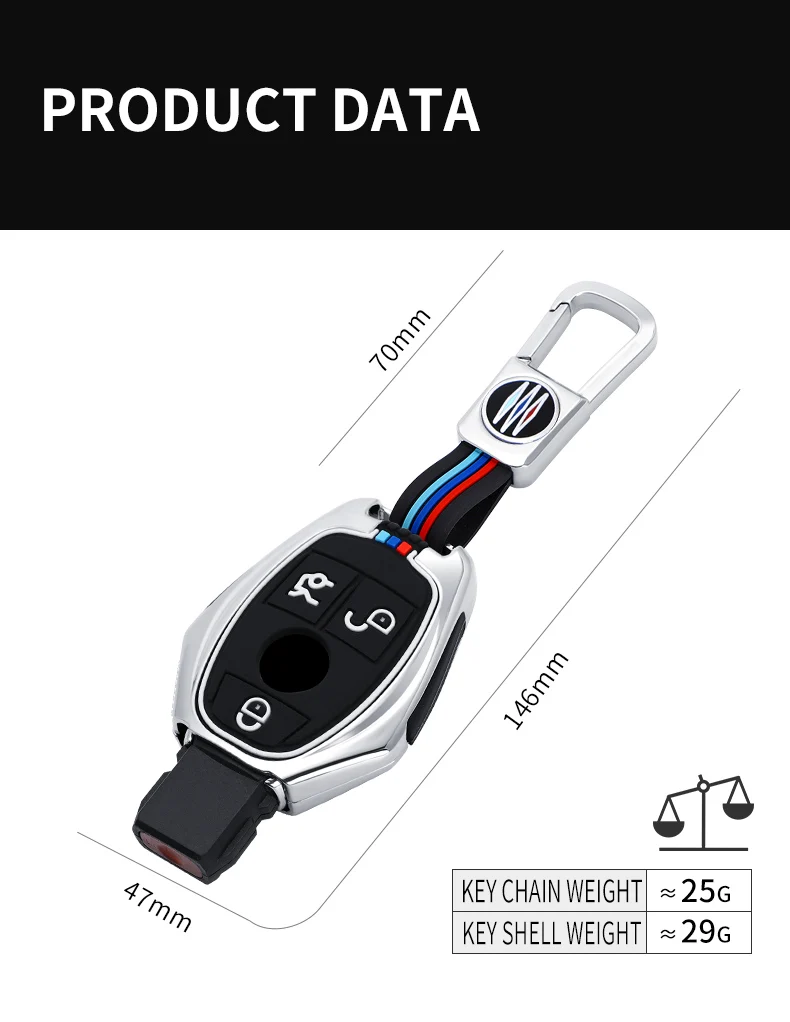 Custodia per chiave A distanza per auto in lega di zinco Shell Fob per Mercedes Benz A B C R classe G GLK GLA CLA W204 W251 W463 W176 accessori - H5499e4b3d2ec48419f4dd42228809f07e