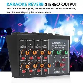 

KINCO 100~220V Professional Mini Mixer 8 Channel Live Studio Audio KTV Karaoke Mixer Mixing Console 48V for Family KTV