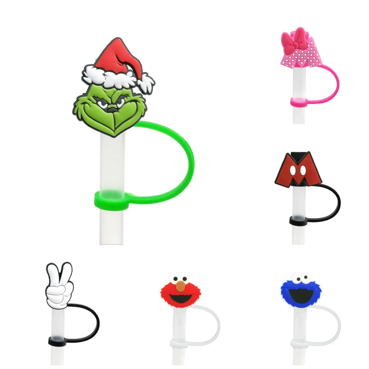 Классическая мультяшная силиконовая соломенная крышка из ПВХ 1 шт. с соломенными