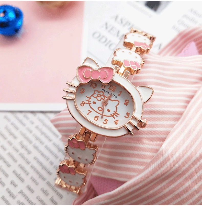 Аниме hello kitty мультфильм ребенок студент флип наручные часы милая девочка розовый hello kitty бант розетка электронные часы Косплей