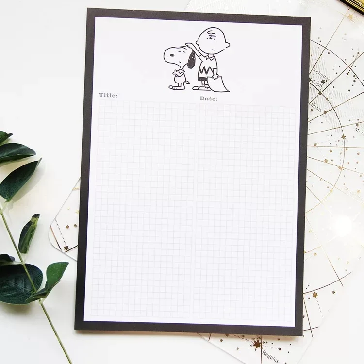 Два размера Peanuts Rogue Dog Charlie Cartoon Kawaii grid memo pad Note Pad Блокнот бумага книга сообщений школа планирования офис - Цвет: big size