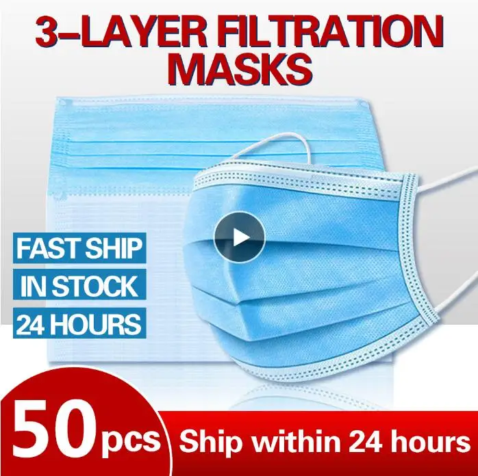

50pcs Fast shipping Mask Face Mask Antivirus Mascherine Anti Virus Mouth Filter Disposable Mask