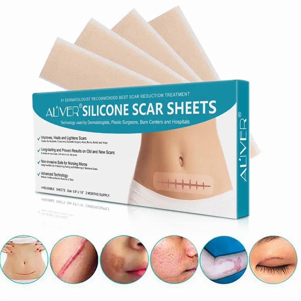 4pcs Silicone Scar Removal Sheets For Surgery Burn Keloid Acne Scars