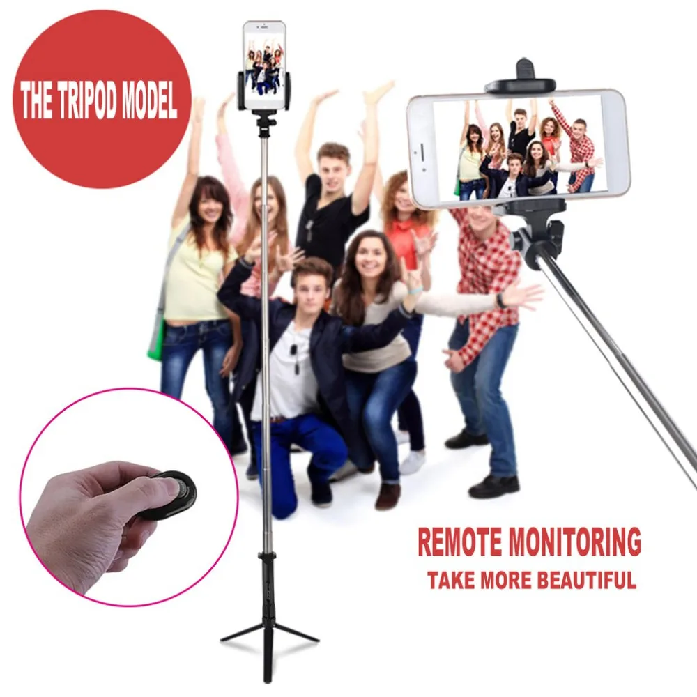 

4 in 1 Wireless Bluetooth 4.0 Remote Shutter+Handheld Cellphone Selfie Stick Monopod+Tripod+Holder for IOS Android SmartPhone