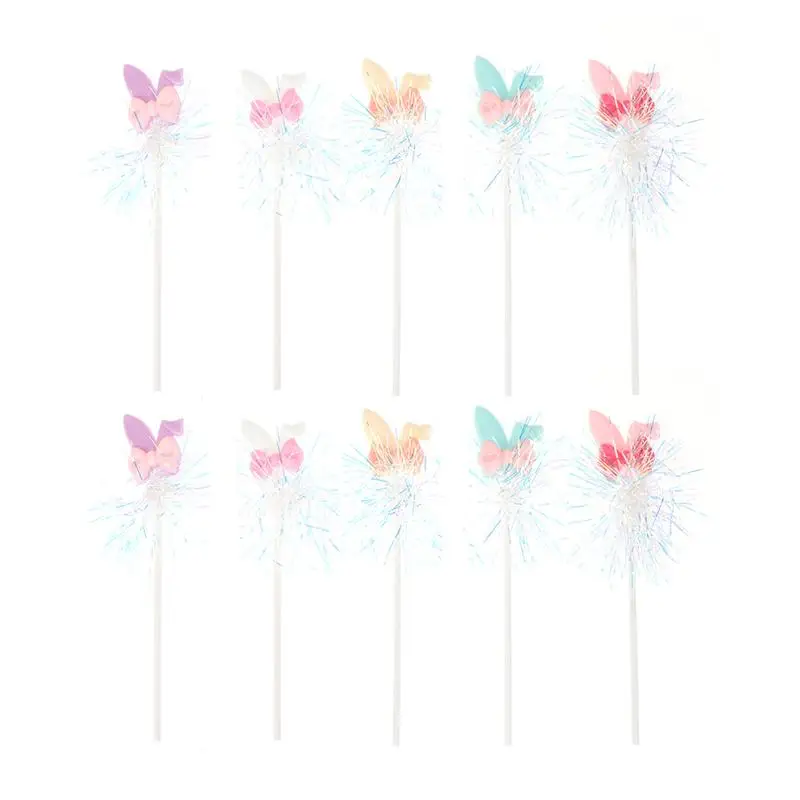 

10pcs in 1 Set Cake Topper Rabbit Ears Decorative Cake Topper Resin Insert Party Supplies Cupcake Picks for Decor Easter