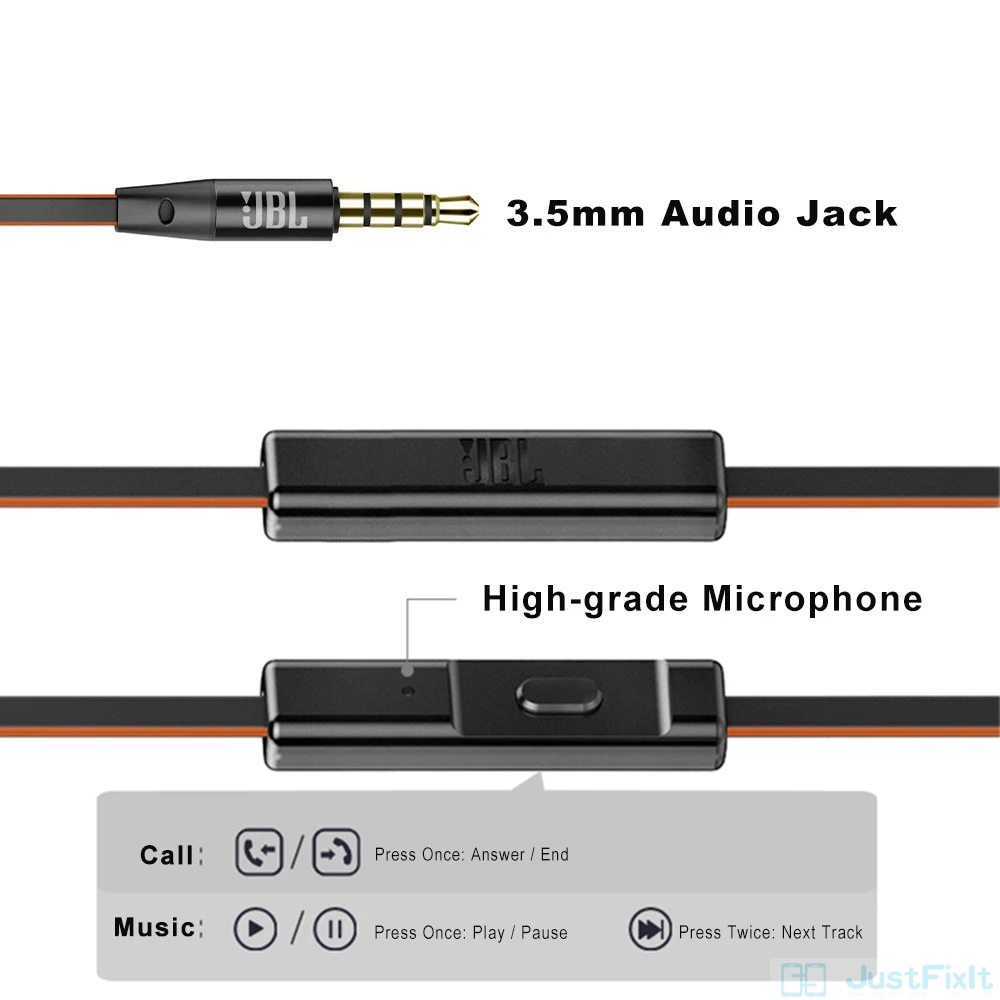 JBL T180A Stereo Earphone In Ear Running Sports Hands free Calls with Mic 3 5mm Wired Earbuds Pure Deep Bass Game Music Headset