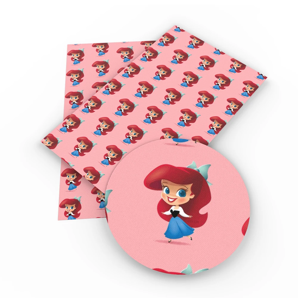 

David accessories 20*34cm Cartoon Character Printed Faux Leather Fabric Sheets DIY Bow Bag Synthetic Leather Fabric,1Yc9068