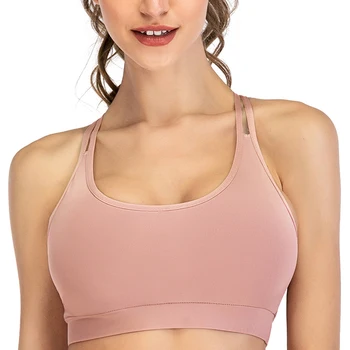 

New Comfortable Women Fitness Bra Home Style Chic Leisure Hollow Padded Crop Vest Tops Solid Color Sports Athletic Yoga Bra#38