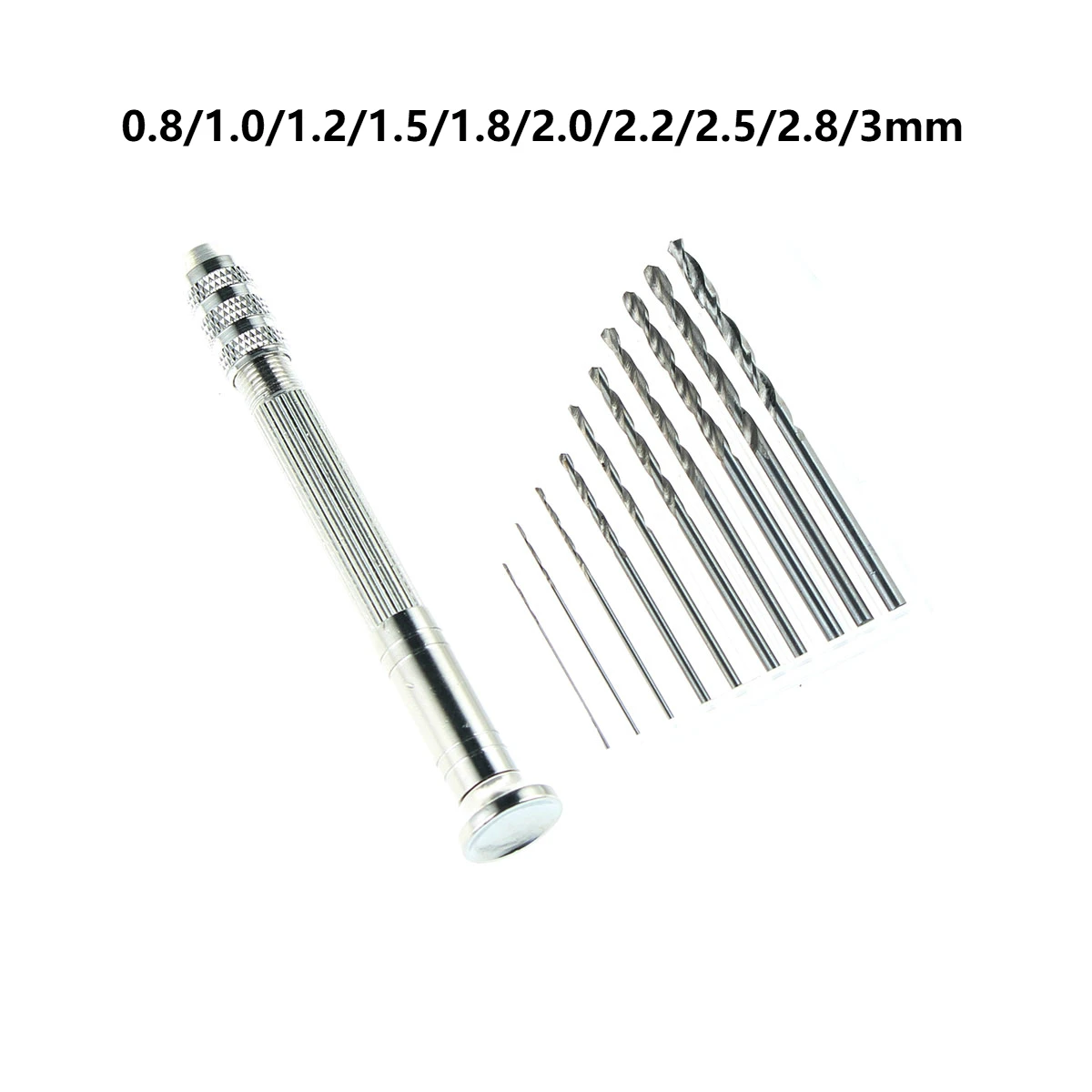  10Pcs 0.8mm-3.0mm HSS Twist Drill Bit Sets For Rotary Tools Wood Drilling + Mini Micro Aluminum Han