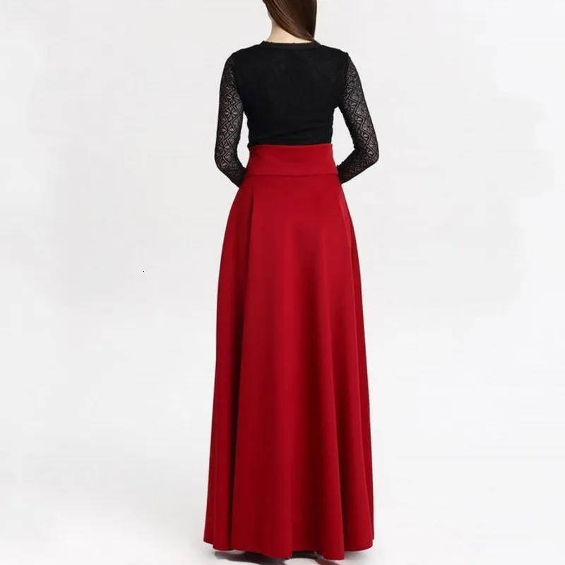 2020 New Fashion Womens Long Skirts Bohemian Pleated Red Expansion Bottom High Waist Plus Size Skirt Woman Floor Length 120CM | Женская