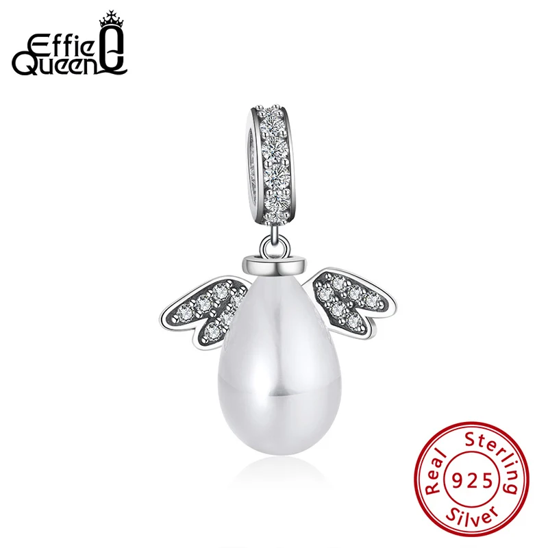 

Effie Queen 925 Sterling Silver Bead Angels and Demons Pearl Charm Fit Original Bracelet DIY Making Necklace Pendant ECB53