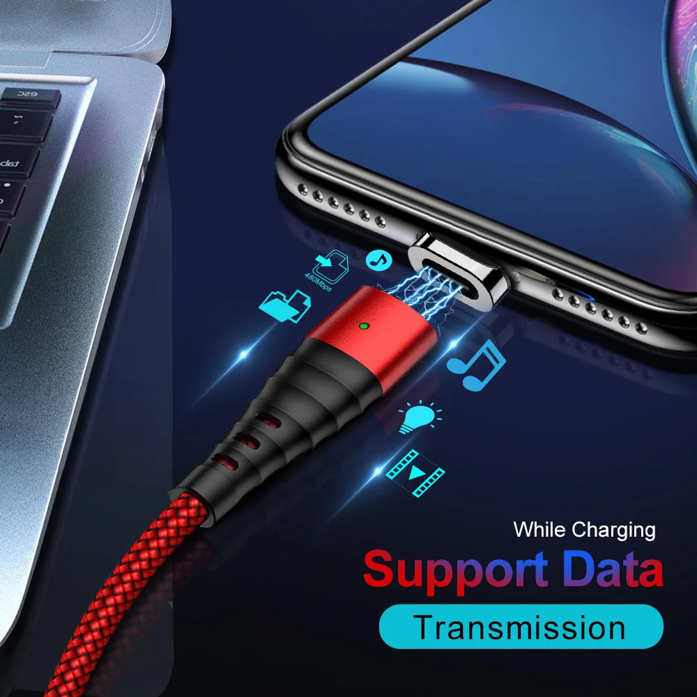 Marjay Магнитный зарядный кабель Micro USB кабель для мобильного телефона 3A провод для быстрого заряда Магнитный кабель Microusb шнур 1 м 2 м