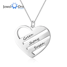 Personalized Heart Necklace with 3 Names Customized Family Necklaces & Pendants for Women Mother's Gift (NE102390)